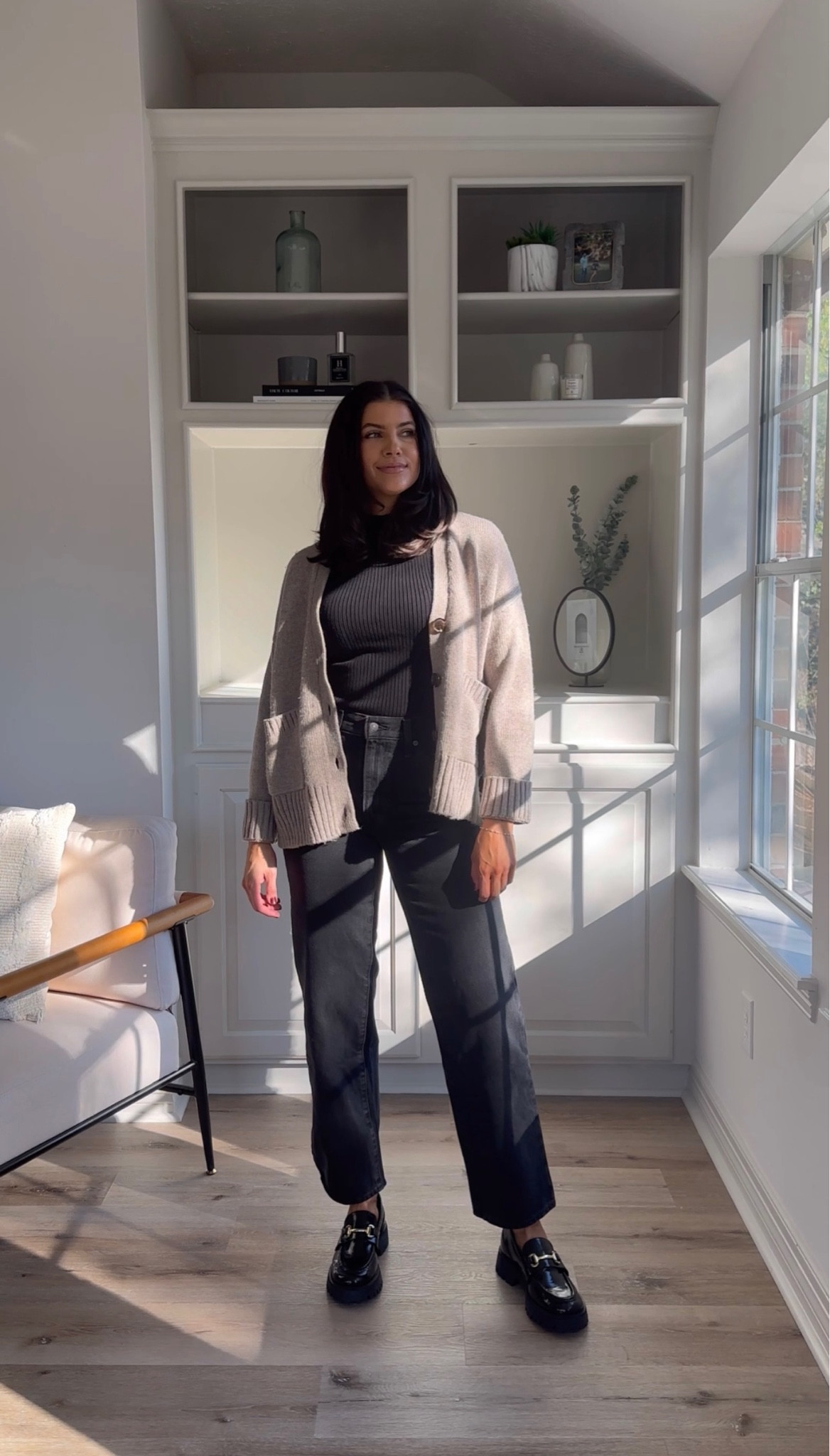 Capsule wardrobe outfit from amazon
Black sleeveless tank size medium
Loafers are TTS- wearing an 8
Cardigan is a size medium 
Jeans are size 26- TTS

#LTKstyletip #LTKworkwear #LTKsalealert