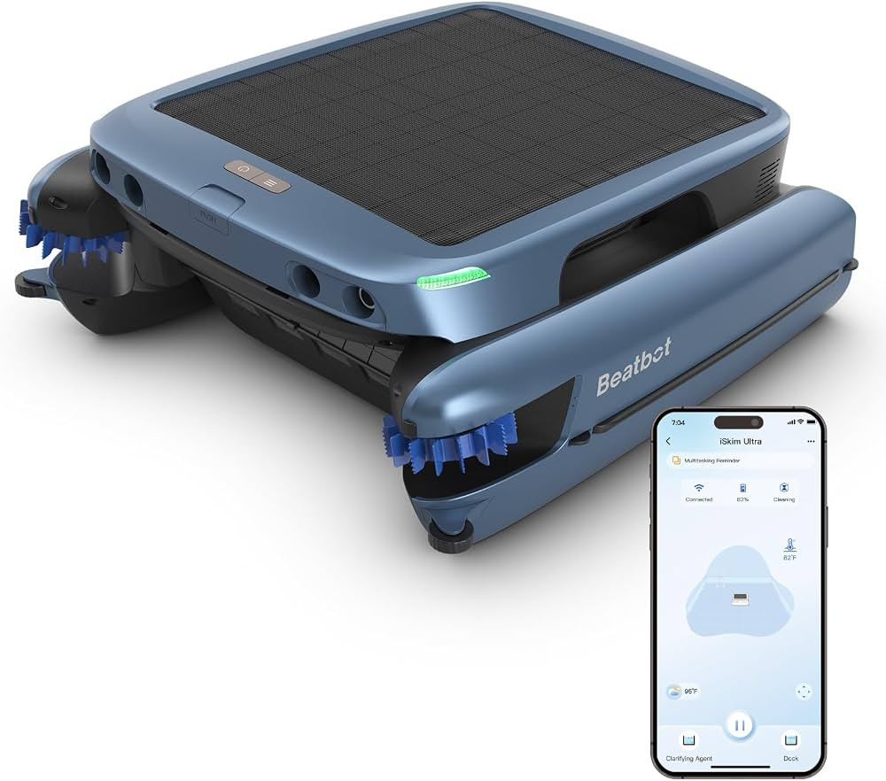 Beatbot iSkim Ultra Solar Powered Robotic Pool Skimmer - 24/7 Cleaning, Solar & Magnetic Wireless... | Amazon (US)