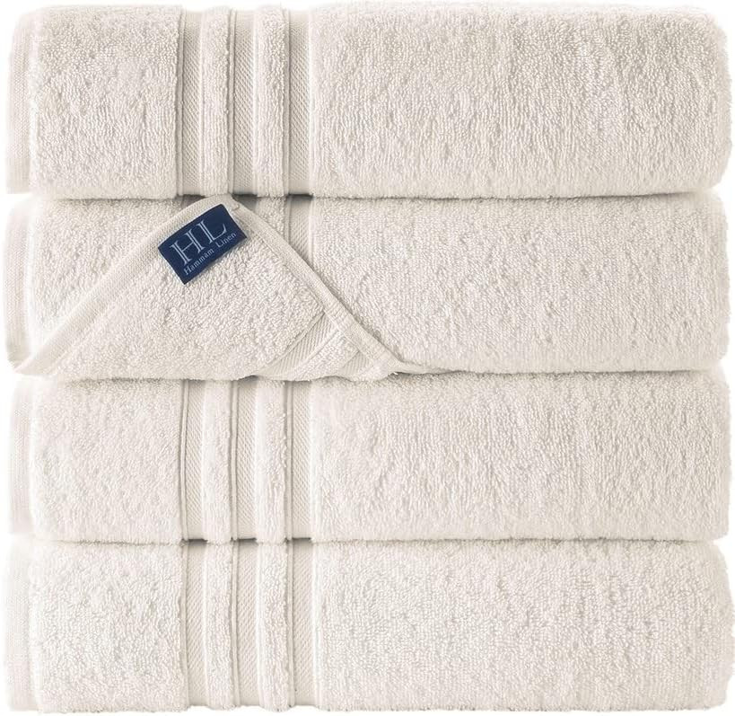 Hammam Linen Sea Salt Cream Bath Towels 4-Pack - 27x54 Soft and Absorbent, Premium Quality Perfect f | Amazon (US)
