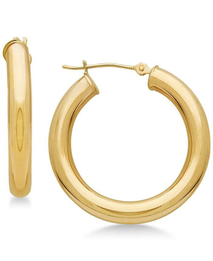 Macy's Polished Tube Hoop Earrings in 14k Gold & Reviews - Earrings - Jewelry & Watches - Macy's | Macys (US)