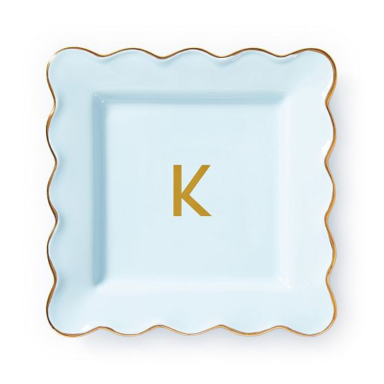 Scalloped Ceramic Catchall, Square, Sky Blue | Mark and Graham