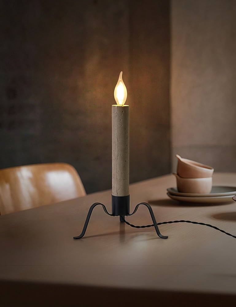 Modern Electric Candle Decorative Table Lamp Rustic Lamp,Retro Bedside Wabi-Sabi Lamps, Industria... | Amazon (US)