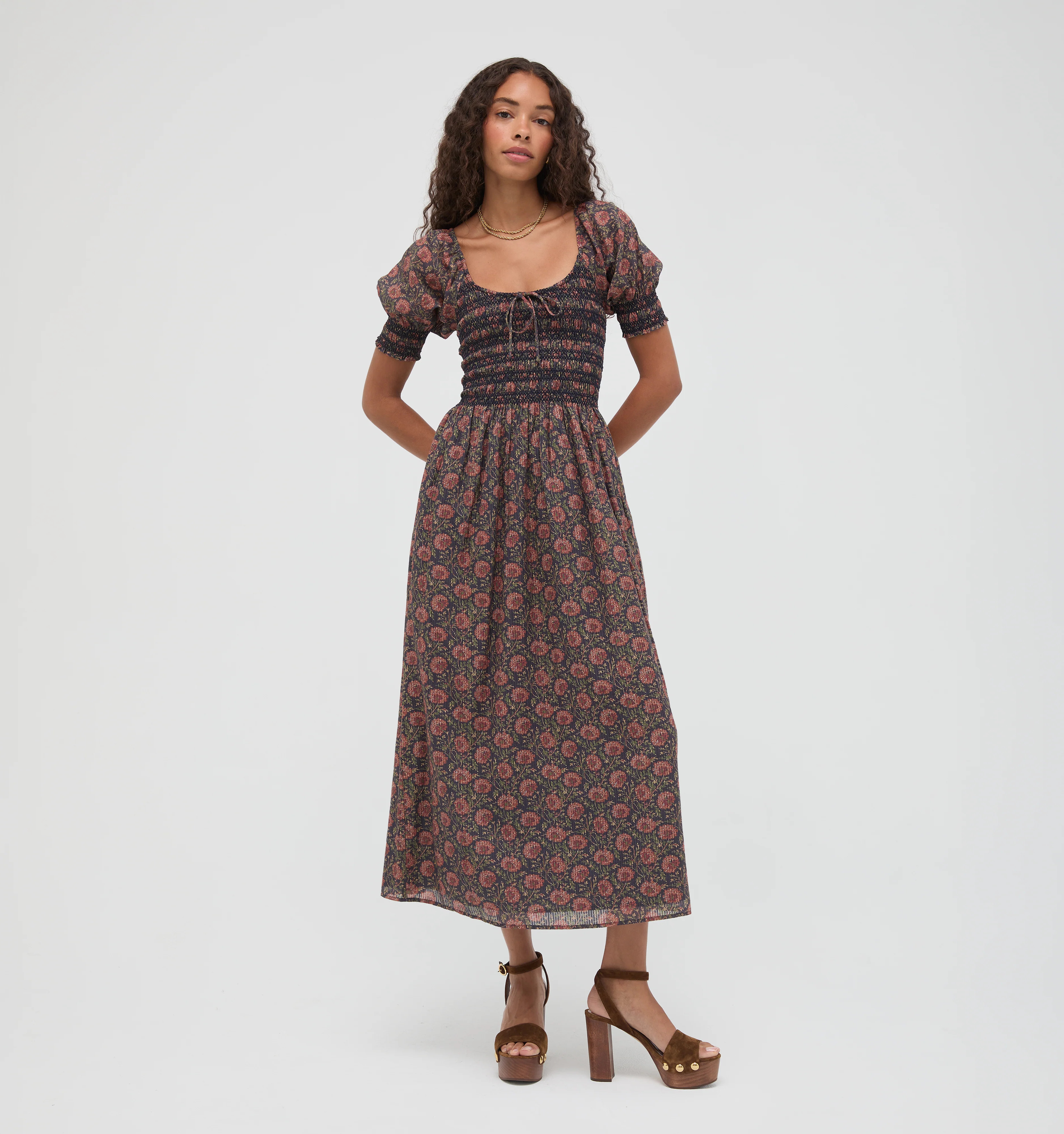 The Madeline Nap Dress -  Thornfield Tapestry Navy/Rust Shadow Stripe Thornfield Tapestry Navy/Rust Shadow Stripe / XL | Hill House Home US
