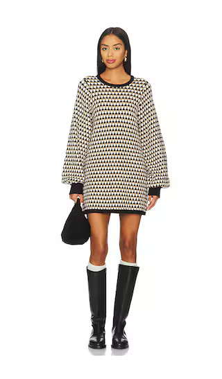 Marion Sweater Dress in Black Geo Knit | Revolve Clothing (Global)