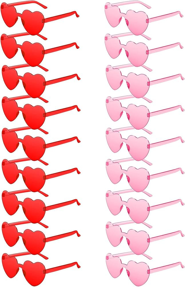 20 Pairs Heart Sunglasses for Women Bulk Transparent Heart Shaped Sunglasses Bachelorette Party G... | Amazon (US)