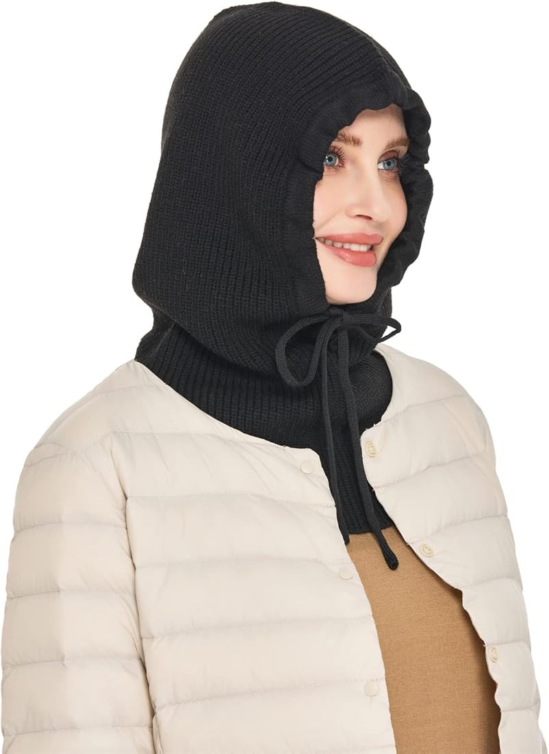 Timoise Knit Winter Hats for Women Balaclava Warm Hooded Scarf for Men and Women Beanie Hat Skull... | Amazon (US)