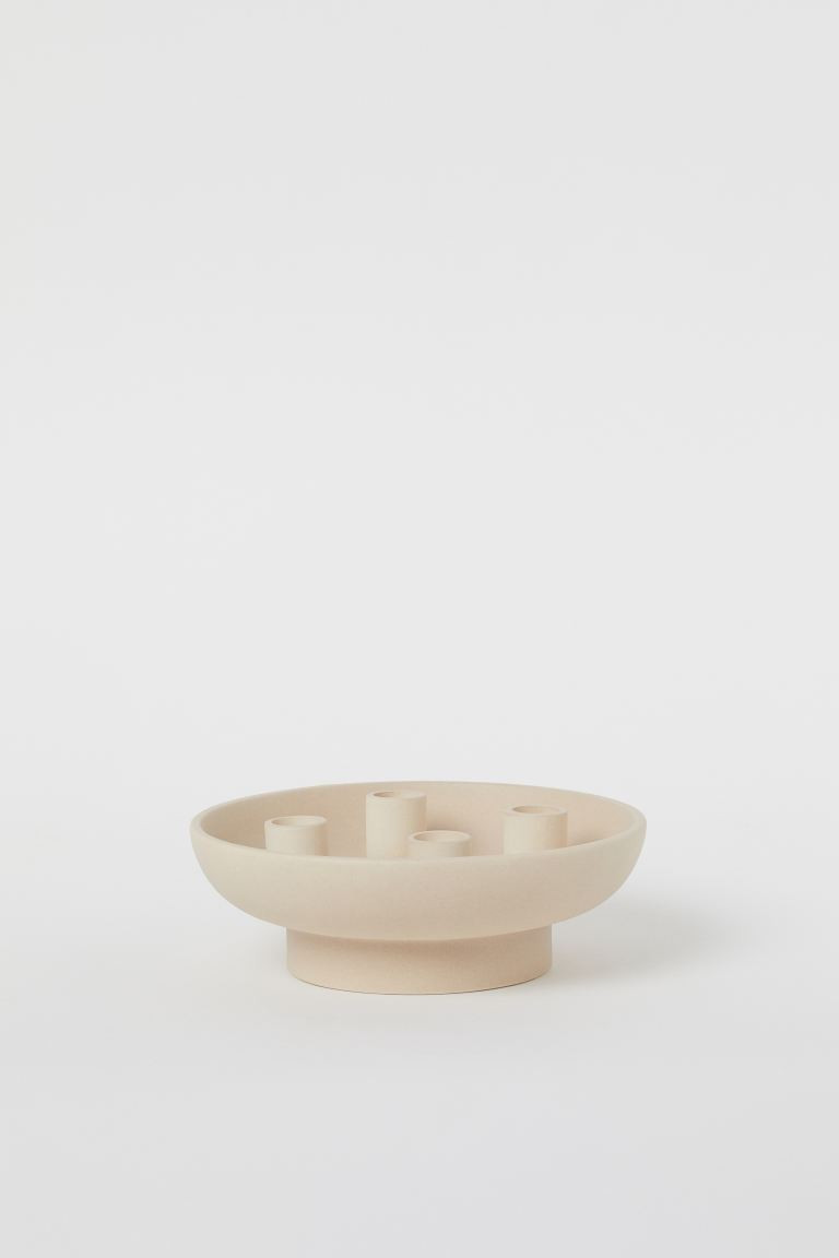 Round Stoneware Candle Holder | H&M (US + CA)