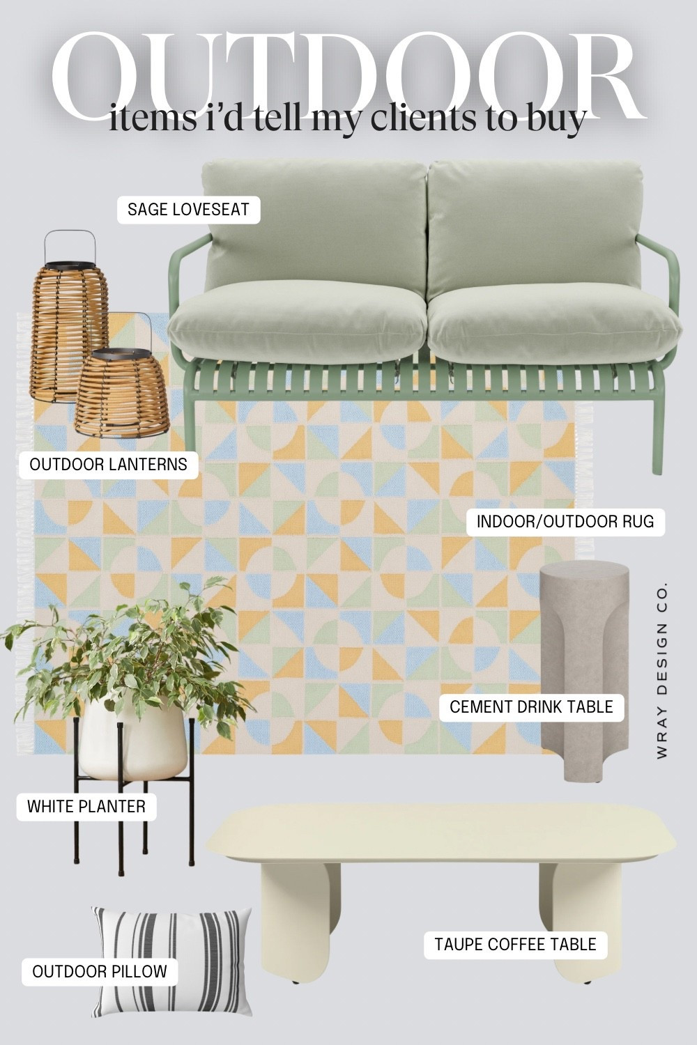 Creating a high-end outdoor living space is all about mixing textures. I am currently obsessed with this sage green loveseat that has Sunbrella fabric! To get that designer patio look, I’ve paired it with rattan lanterns, a sculptural cement drink table, and a geometric indoor/outdoor rug for a pop of playful color. @Article @Target 

#LTKSaleAlert #LTKHome #LTKSeasonal