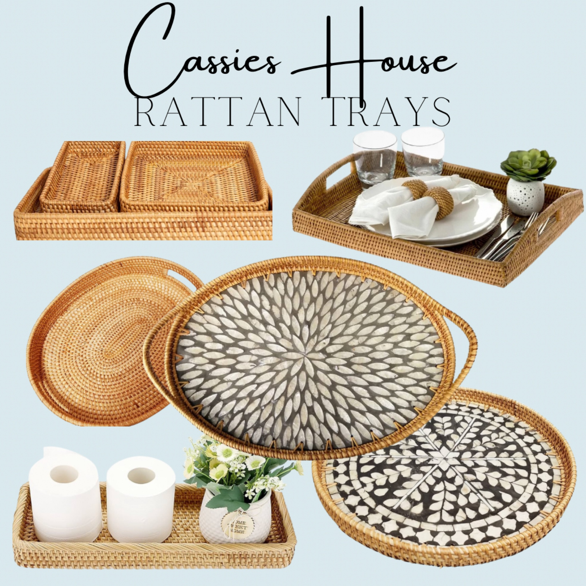 Rattan trays. Rattan with inlay. Serving tray, bathroom tray, oval rattan tray. 

#LTKhome #LTKGiftGuide