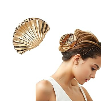 2'' Shell Hair Clip, Small Gold Seashell Hair Clips Mermaid Hair Accessories, Mermaid Costume Wom... | Amazon (US)