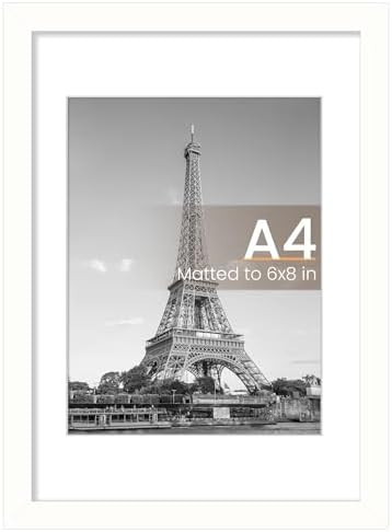 upsimples A4 Picture Frame, Display Pictures 6x8 with Mat or 8.3 x 11.7 Without, Wall Hanging Pho... | Amazon (US)