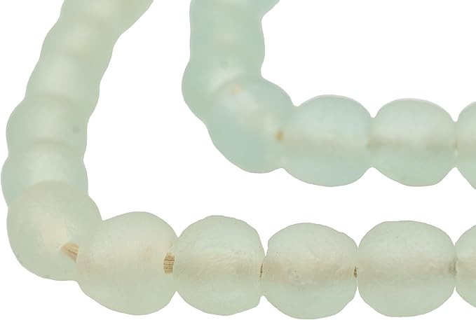The Bead Chest African Recycled Glass Beads Handmade in Ghana Clear Aqua 14mm Strand for Jewelry ... | Amazon (US)