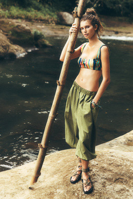Pilcro Cotton Linen Cropped Barrel Joggers | Anthropologie (US)
