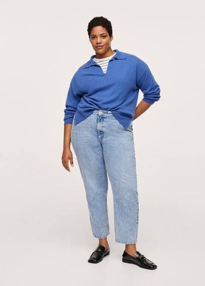Plus size - Mom 100% cotton jeans medium blue - 24 - MANGO | MANGO (UK)