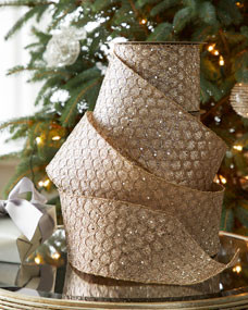 Faux Metallic Dupioni Gold Glitter Ribbon | Horchow