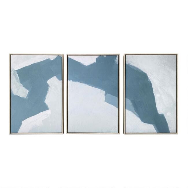 Blue Abstract Triptych Framed Canvas Wall Art 3 Piece | World Market