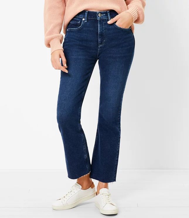 Curvy Flare Crop Jeans in Bright Authentic Indigo Wash | LOFT