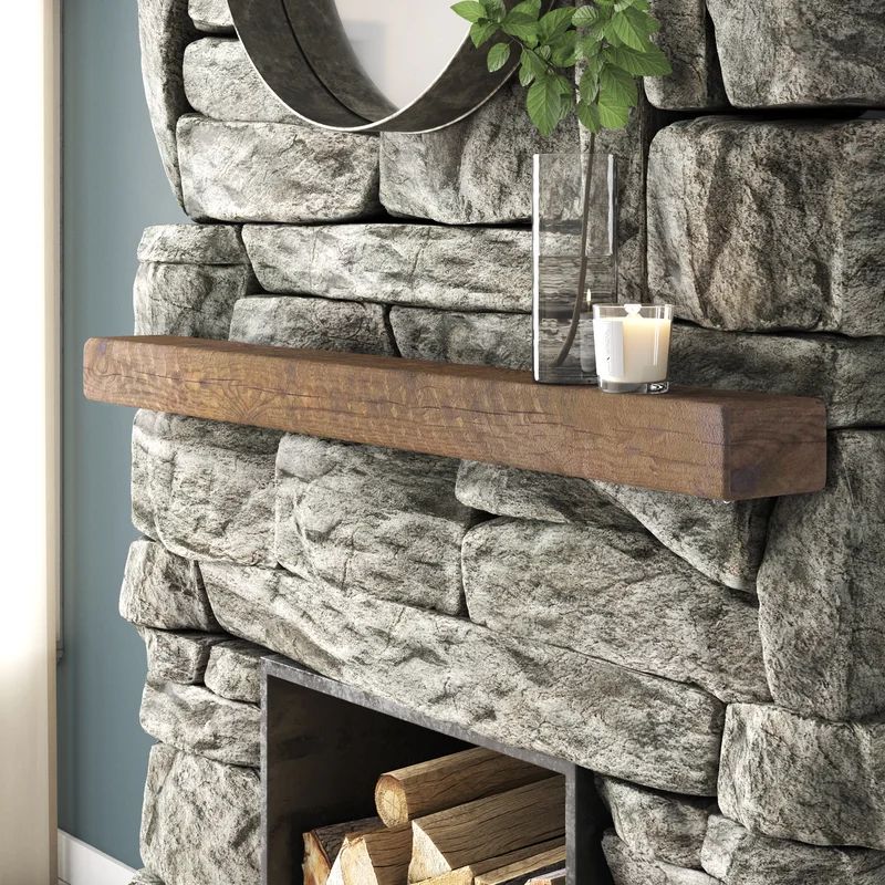 Reclaimed Barn Beam Fireplace Shelf Mantel | Wayfair North America