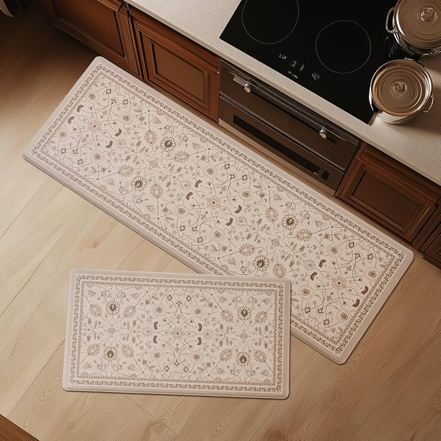 FRESHMINT Anti Fatigue Kitchen Mats for Floor 2 Piece Set, Waterproof & Non-Skid Vintage Floarl K... | Amazon (US)