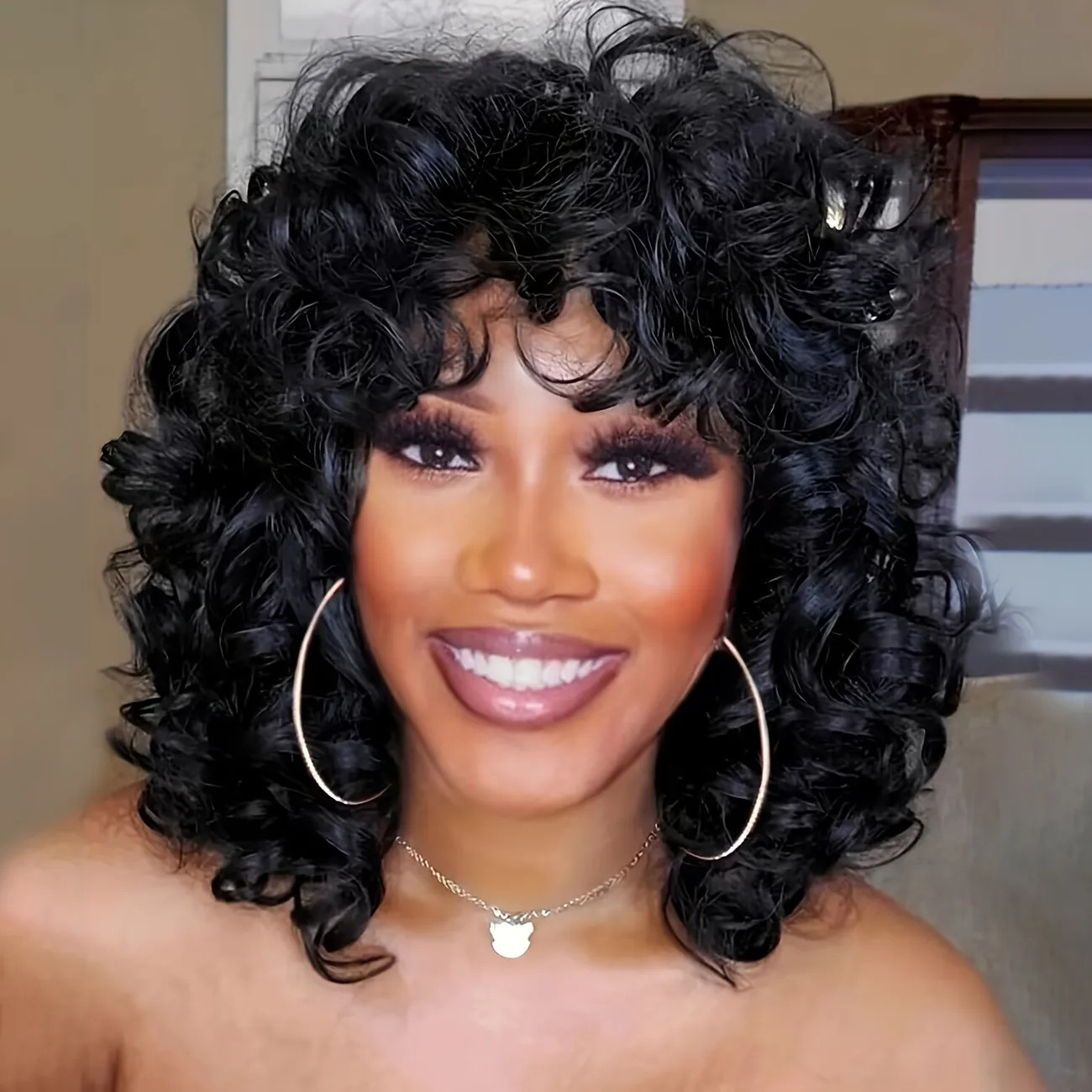 14inch Short Bob Deep Wave Hair Wigs With Bangs For Women Synthetic Fiber Hair Wigs Hair Replacem... | Temu Affiliate Program