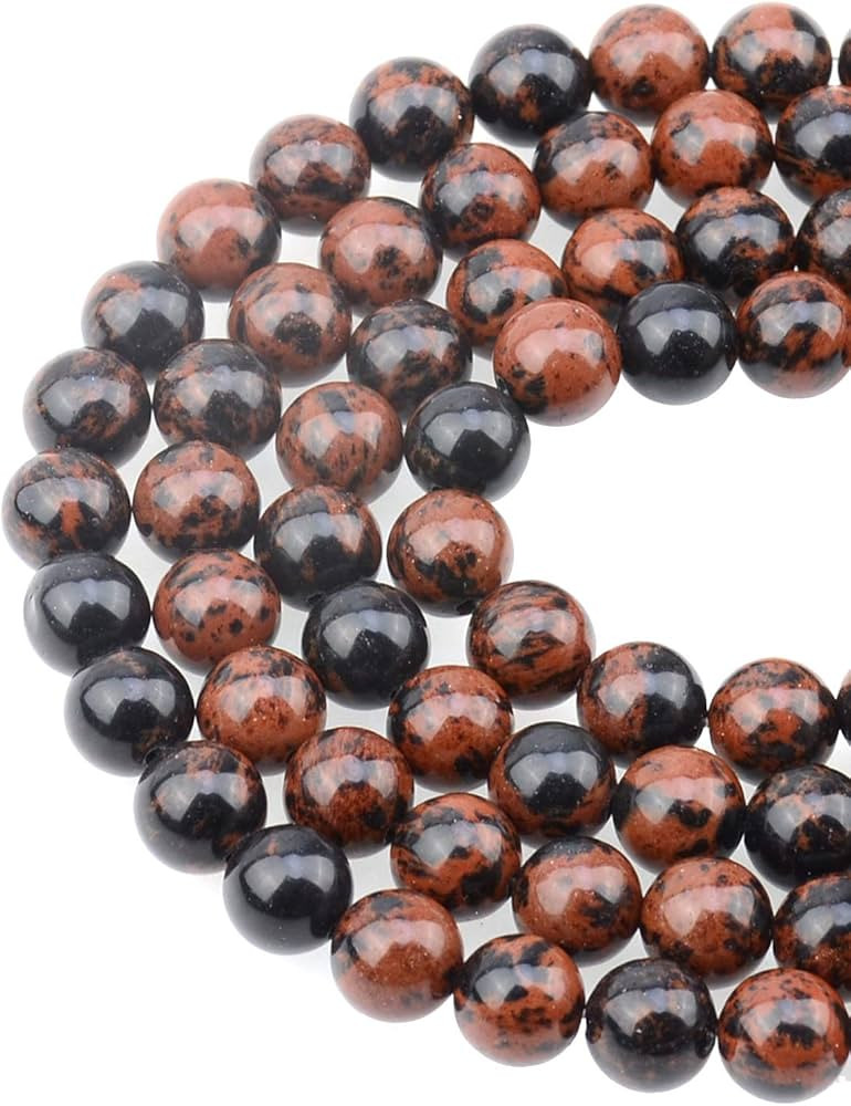 LPBeads 100PCS 8mm Natural Mahogany Obsidian Beads Gemstone Round Loose Beads for Jewelry Making ... | Amazon (US)
