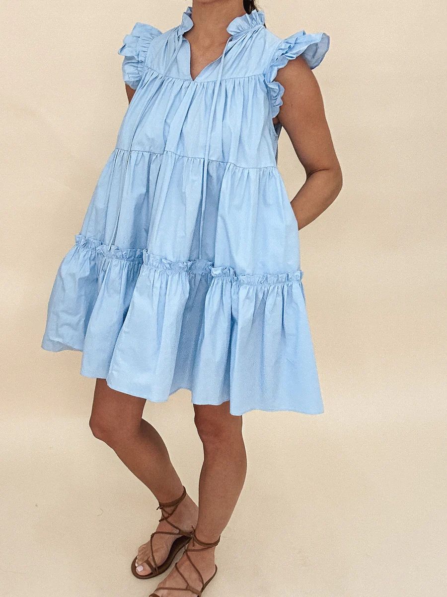 Poppy Tiered Dress | Dusty Blue | Talulah