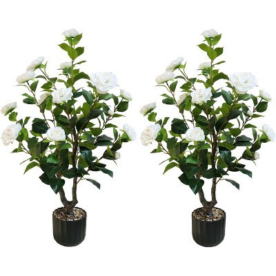 2 Pack Artificial Camellia Tree,Flower Plants Artificial Plant, Faux Floral Plant Blooming Tree,Potted Plant for Indoor Outdoor Porch Decor | Target
