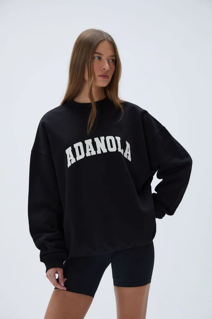 Varsity Oversized Sweatshirt - Black | Adanola UK