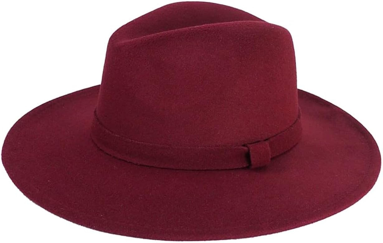 Mrlahat Women and Men Flat Wide Brim Warm Felt Fedora Hat Retro Style Panama Hat | Amazon (US)