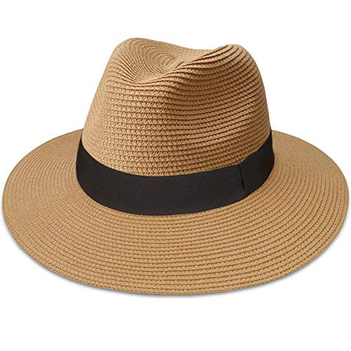 Maylisacc Womens Straw Panama Hat, Wide Brim Beach Sun Hats Summer Foldable Travel Sunhat UPF50 | Amazon (CA)