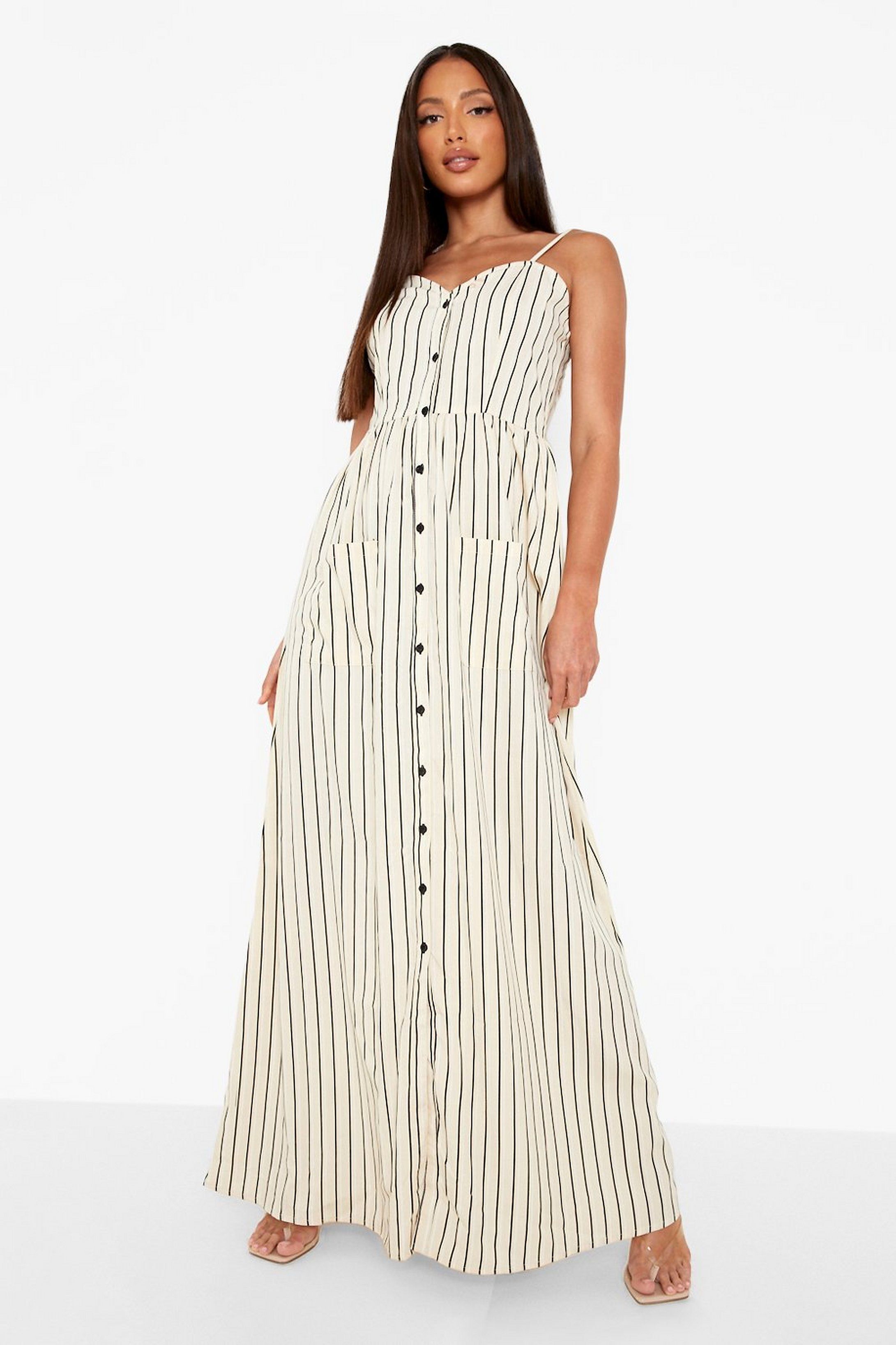 Tall Stripe Button Up Pocket Maxi Dress | Boohoo.com (AU & NZ)