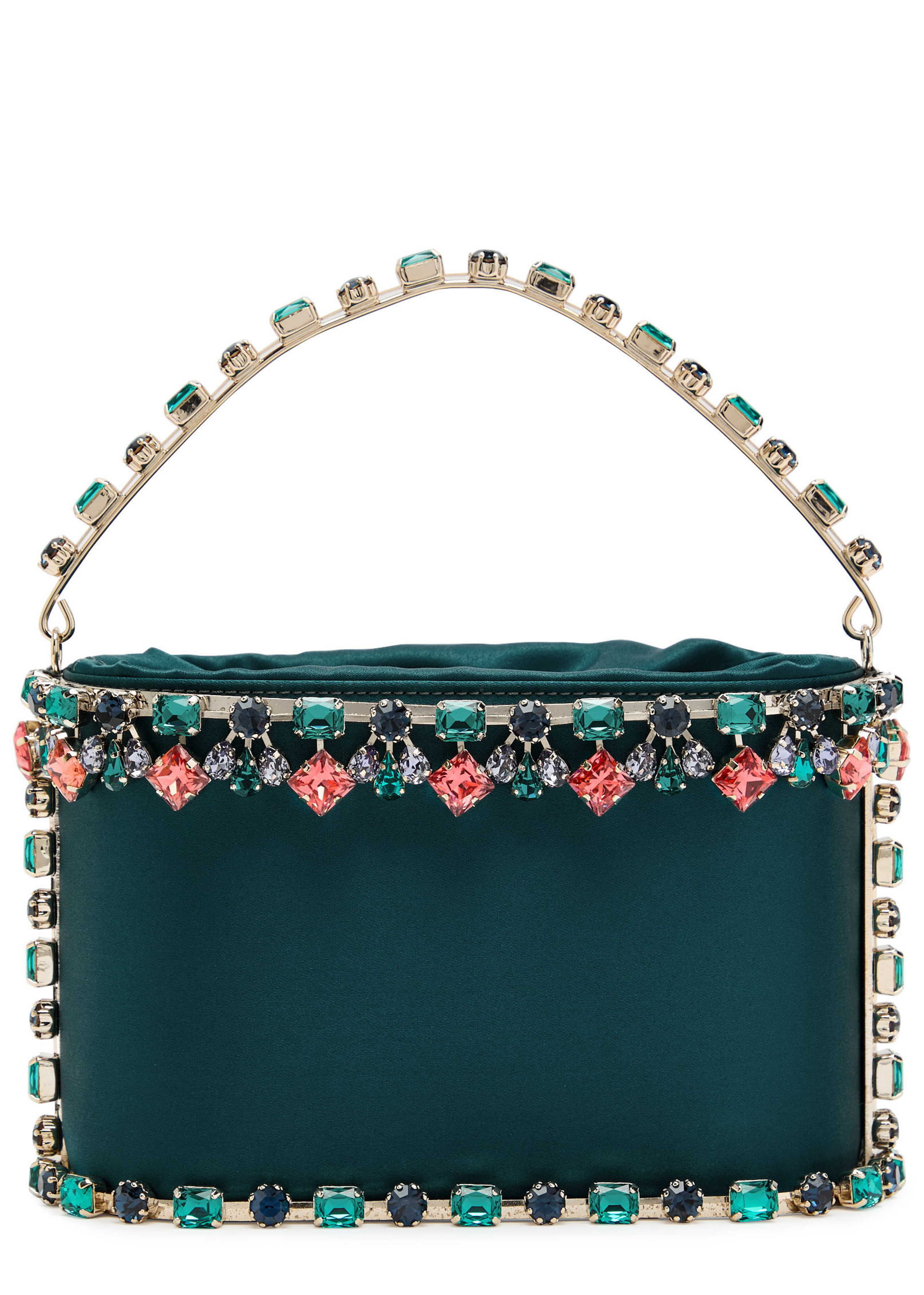 Holli Buganville crystal-embellished satin top handle bag | Harvey Nichols