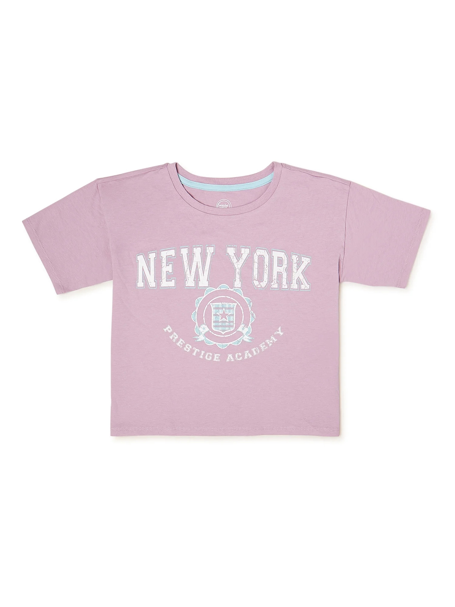 Wonder Nation Girls’ Cropped Graphic T-Shirt with Short Sleeves, Sizes 6-18 & Plus - Walmart.co... | Walmart (US)