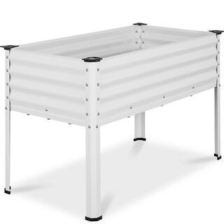48 in. x 24 in. x 30 in. White Rectangle Galvanized Steel Raised Garden Bed Planter Box | The Home Depot