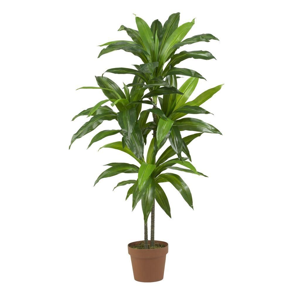 Nearly Natural Real Touch 48 in. H Green Dracaena Silk Plant 6585 - The Home Depot | The Home Depot