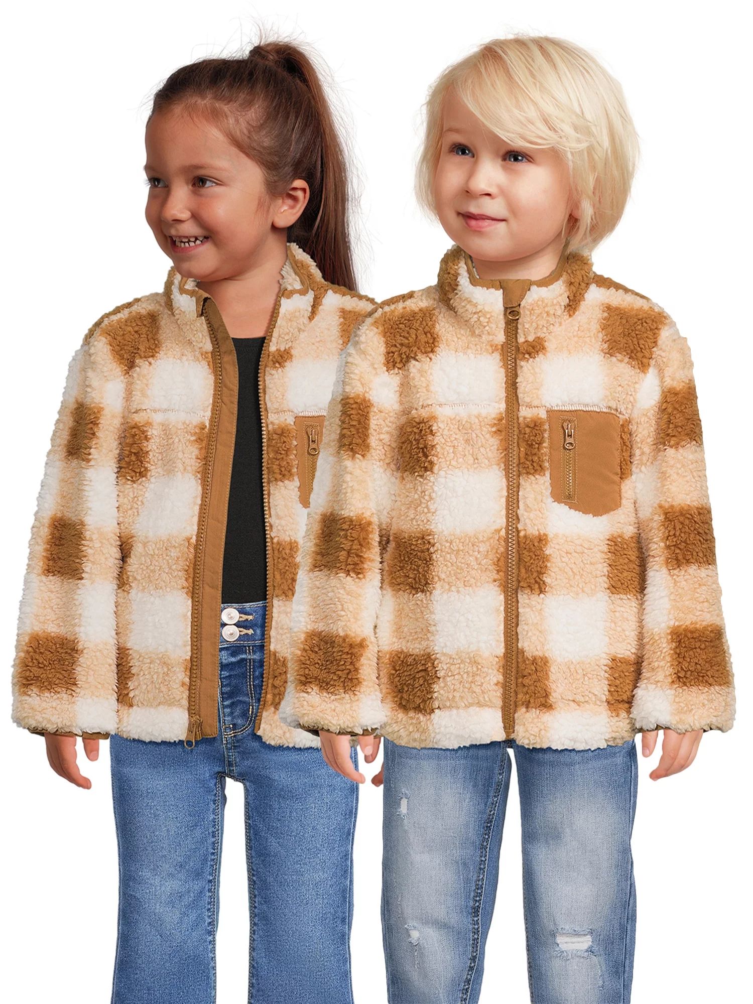 Wonder Nation Toddler Faux Sherpa Jacket, Size 12M-5T - Walmart.com | Walmart (US)