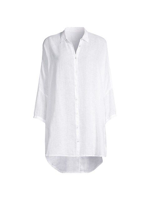 Longline Linen Shirt | Saks Fifth Avenue