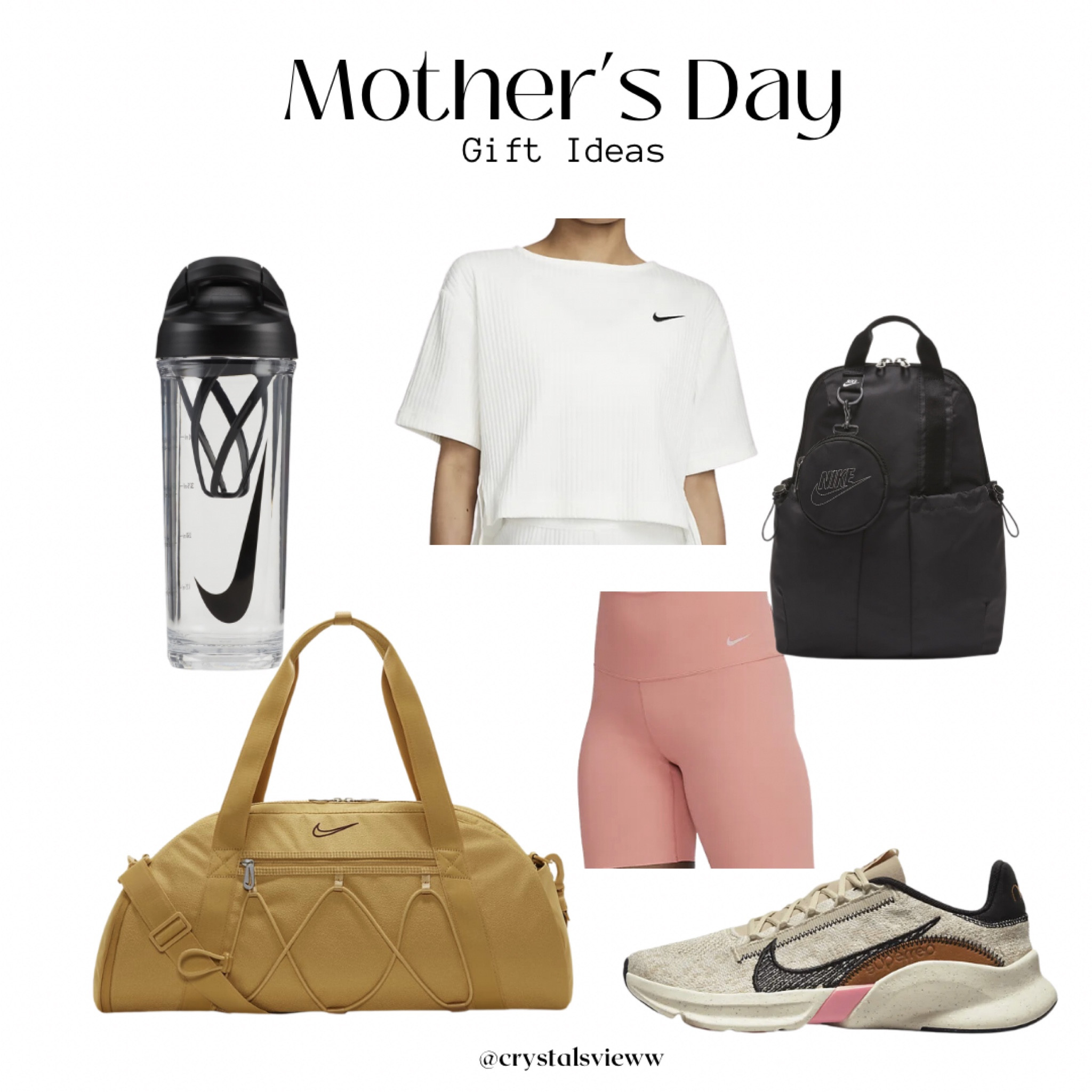 Mother’s Day gift ideas ✨🤍

Nike water bottle, Nike top, Nike leggings, Nike duffel bag, Nike shoes, Nike backpack.

#LTKGiftGuide #LTKU #LTKFind