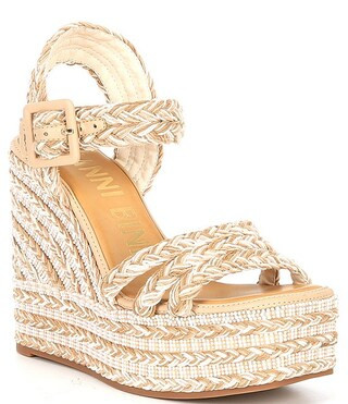 Gianni Bini Santi Woven Beaded Strappy Wedge Platform Sandals | Dillard's | Dillard's