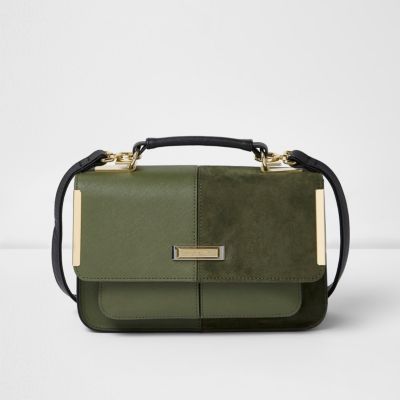 Khaki green textured mini satchel bag | River Island (UK & IE)