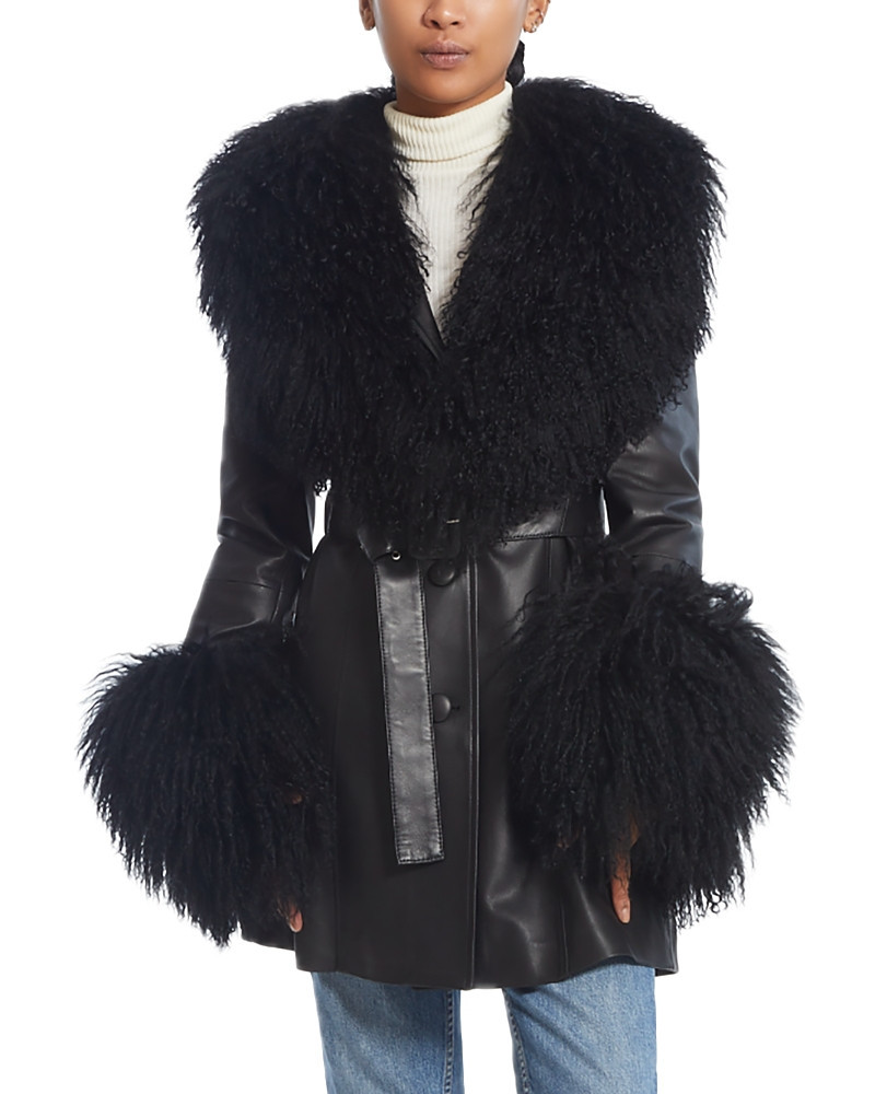 Susanna Chow Leather Shearling Trim Belted Jacket | Bloomingdale's (US)