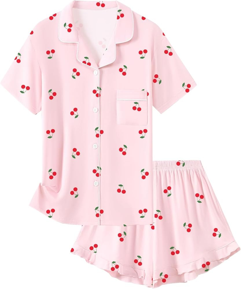 Schbbbta - Conjunto de pijama para niñas de 2 piezas, con botones, suave con volantes, ropa de d... | Amazon (US)