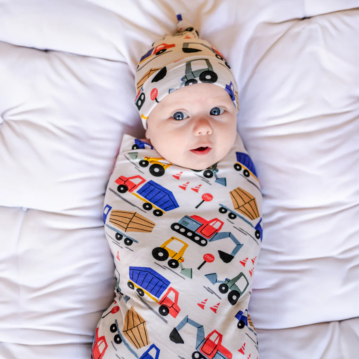 Construction Swaddle & Hat Set | Little Sleepies