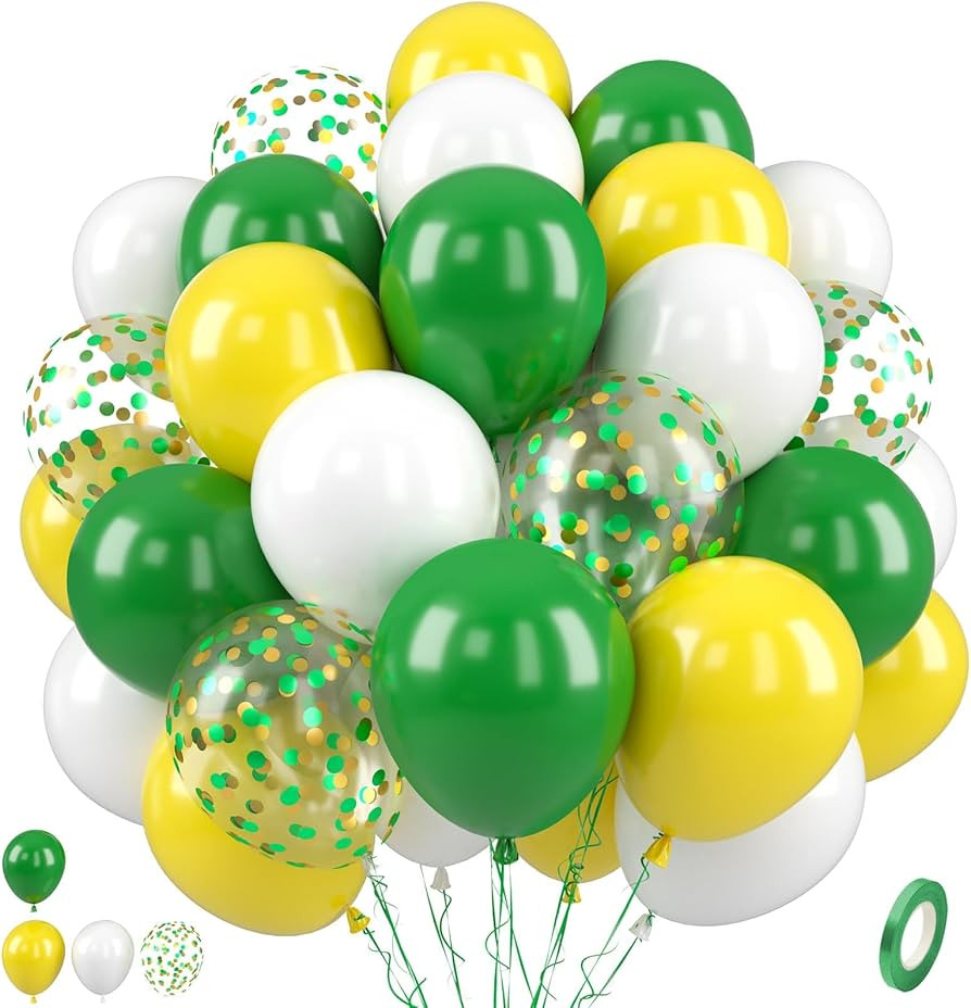 Paready Green and Yellow Balloons, 50 Pcs Yellow Green Confetti Balloons, 12 Inch Dark Green Yell... | Amazon (US)