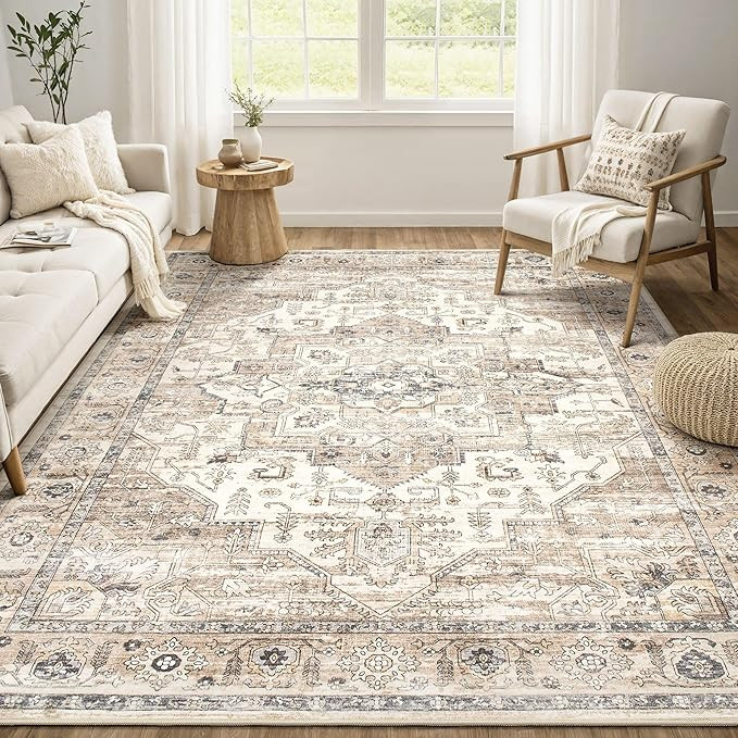 Area Rug 6x9 Washable Vintage - Soft Traditional Rugs for Living Room Large Non Slip Backing with... | Amazon (US)