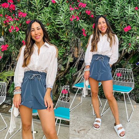 Evereve, Varley shorts, Michael stars, button down shirt, vacation outfit 

Xs shorts 
Small top 

#LTKtravel #LTKunder100 #LTKstyletip