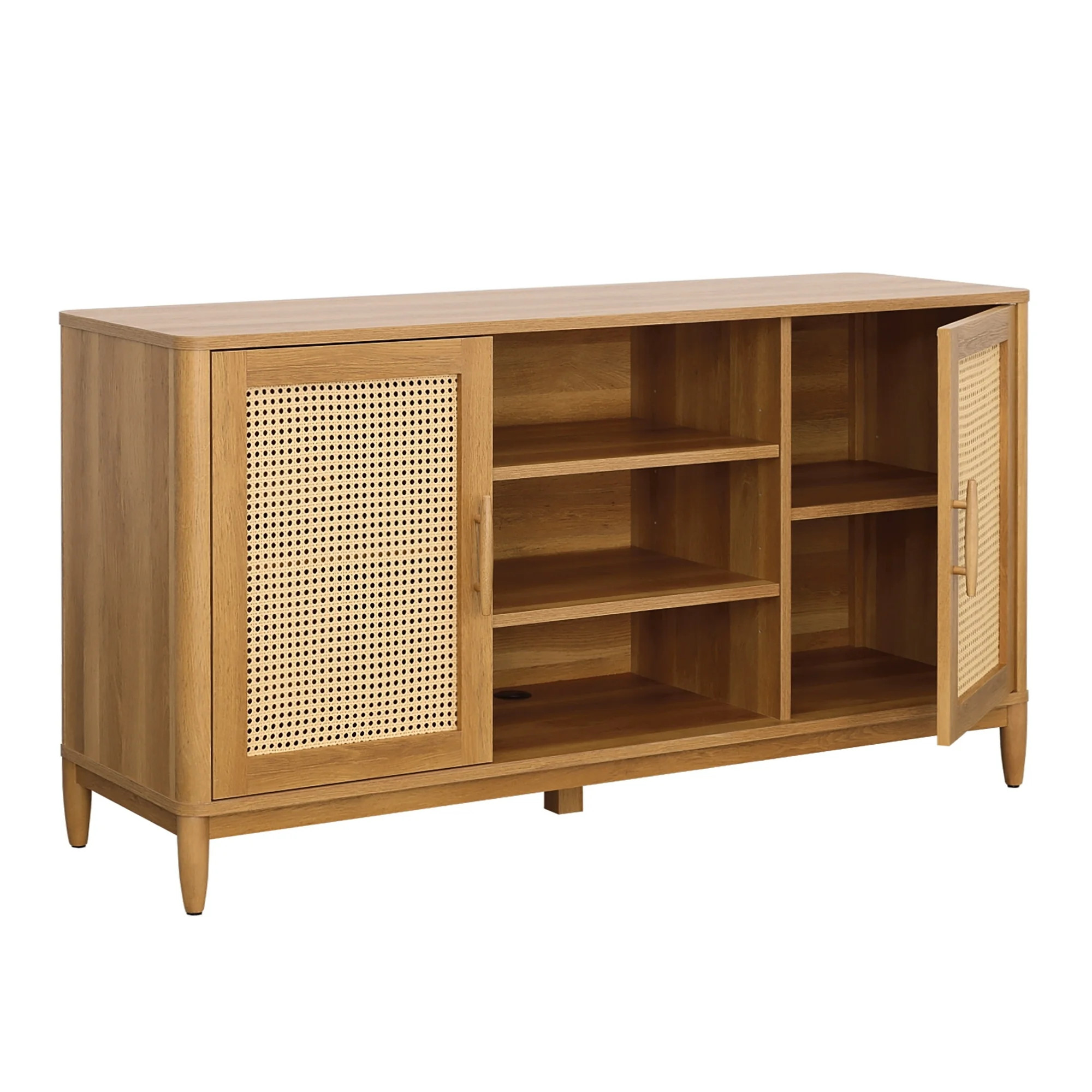 Better Homes & Gardens Springwood Cane TV Stand for TV's up to 65", Light Honey Finish | Walmart (US)