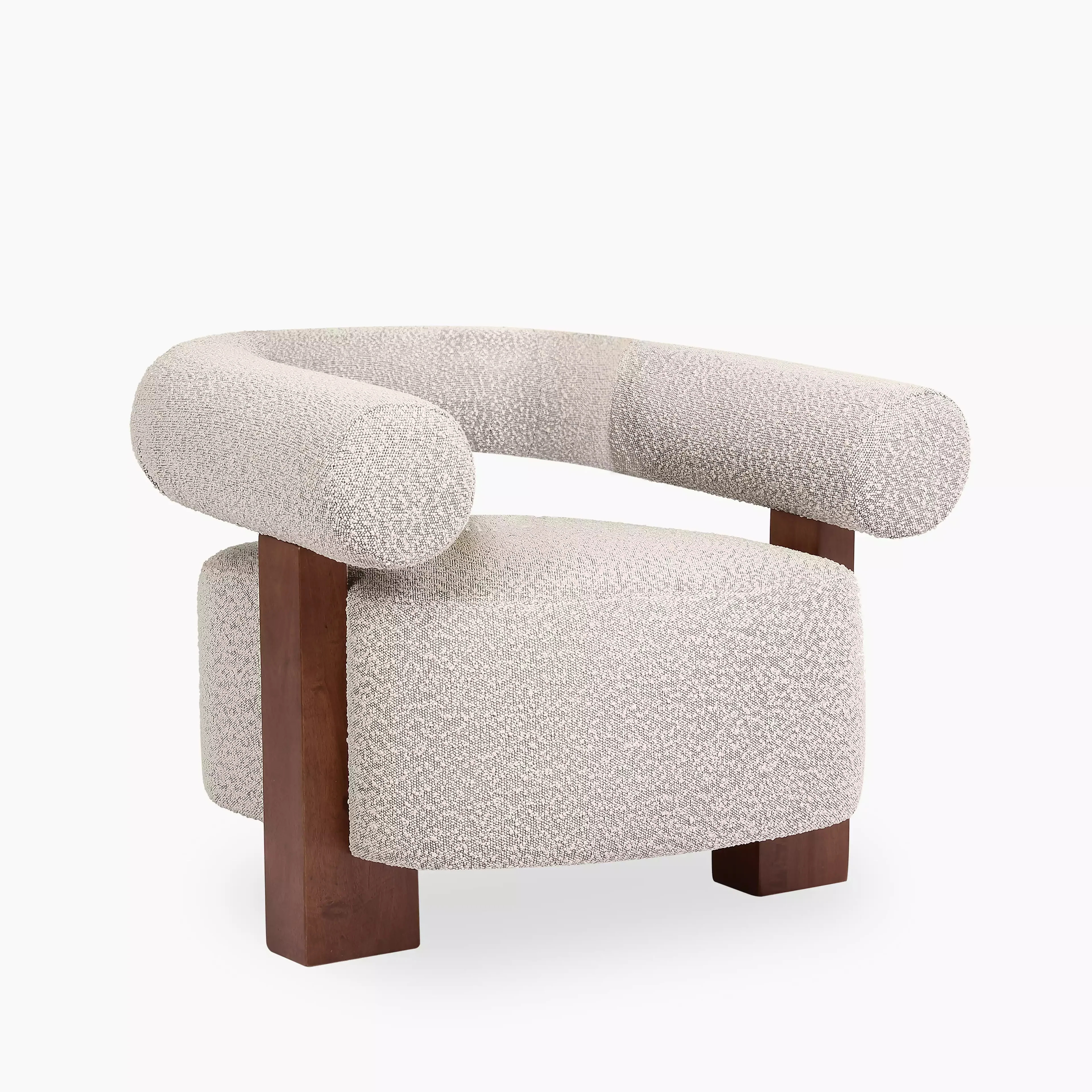 Fawnley Accent Chair | Speckled Stone Sustainable Boucle & Walnut | Cult Furniture UK