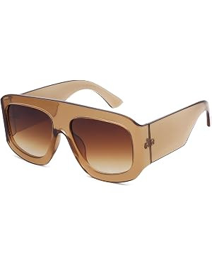 Oversized Trendy Square Aviator Sunglasses for Women Men Big Designer Inspired Flat Top Sun Glass... | Amazon (US)