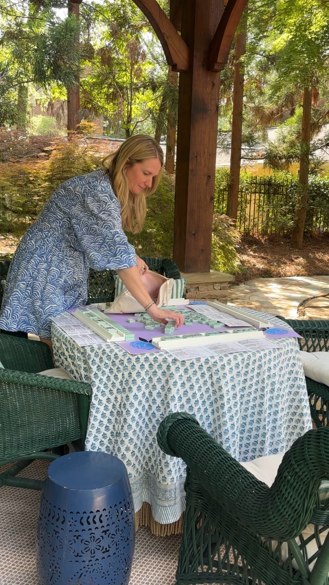 Only thing better than mahjong is mahjong on the back porch! 